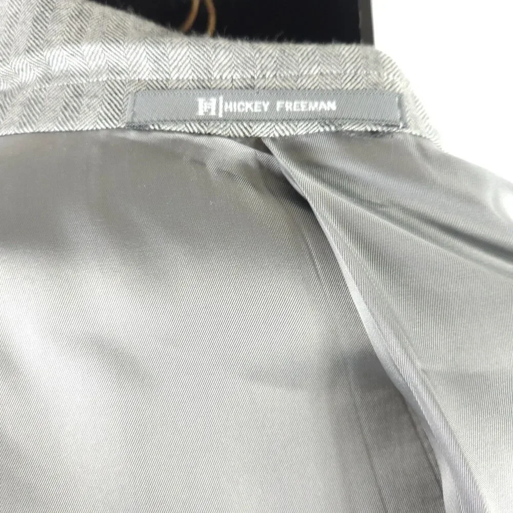 Hickey Freeman Mens 44L Gray Single Vent 2-Button Sports Coat Blazer Jacket‎